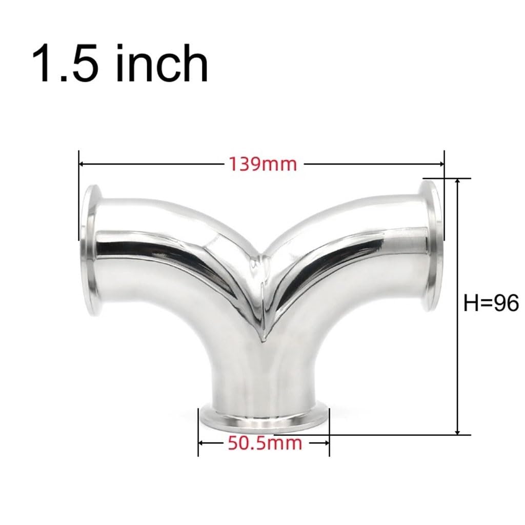 Camiseta de codo de 3 vías en forma de Y de acero inoxidable 316, accesorio de abrazadera triple de 1-1/2 pulgadas y 2 pulgadas for la industria alimentaria - 1 pieza(1-1/2inch)