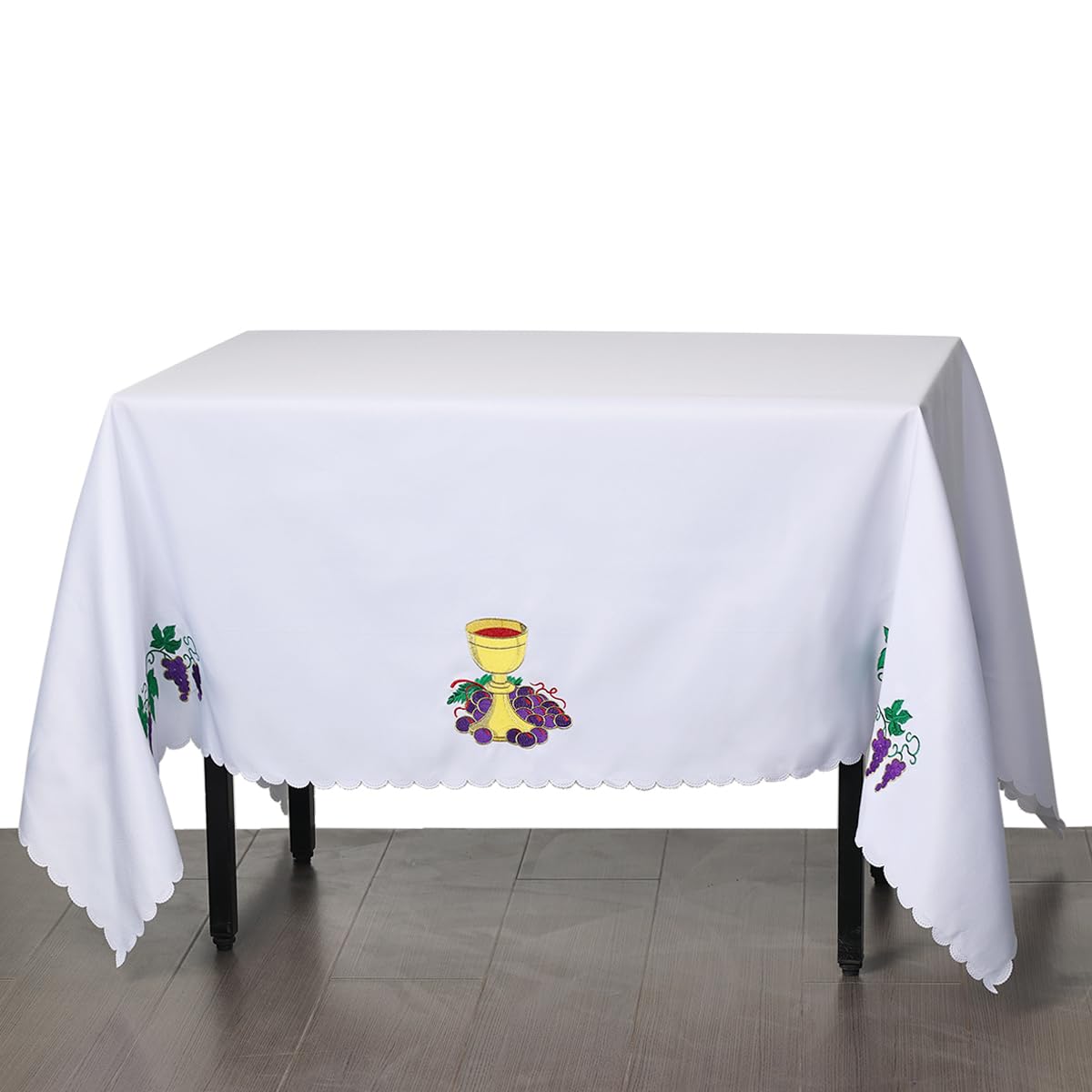 BLESSUME Nappe rectangulaire pour autel d'église, communion, taille unique, 198 x 140 cm (blanc 2)