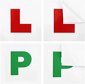 PuraQuot 2PCS Self Adhesive Red L Plate and 2PCS P Plate,Waterproof and ...