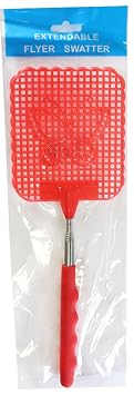 ADROIT | 28.5" 72.4 cm Extendable Flyswatter | Butterfly "Waffle" Design | Lightweight Aluminum & Plastic | Ergonomic Rubber Grip