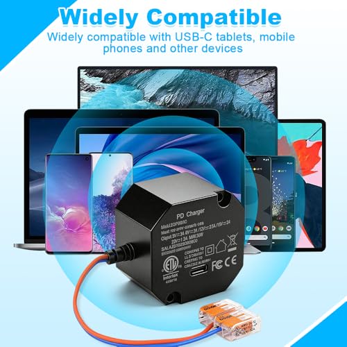 Alimentation USB Type-C 30W : chargeur mural discret pour tablette de salon