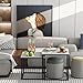 Garden 4 you Coffee Table Set of 2, Modern Faux Marble Nesting Table, Metal Frame Square Center Table Set, Side Tables, Nesting Coffee Table for Living Room, Bedroom and Small Spaces, 19.7in Black