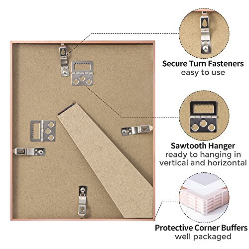 8X10 Metal Picture Frame- 8X10 Aluminum Photo Frames With 5X7 Mat, Tempered Glass Front, And Hanging Hardware - Ideal For Wall Or Tabletop Display - Premium Metal Picture Frame Collection(Rose Gold, Pack Of 1) #TOP4