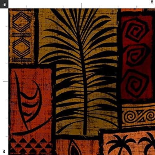 Miniatura 3 de Spoonflower Tela  Negro polinesio hawaiano hawaiano Tiki Tropical Retro Impreso en tela Minky por The Yard  Cobijas de bebé Coser Edredón de felpa