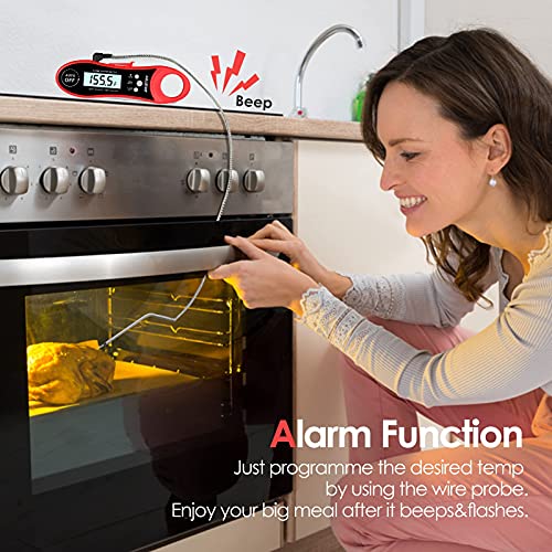 Rechargeable Digital Meat Thermometer, Oven Safe Food Thermometer Dual Probes For Cooking, All Waterproof With Alarm Function&Backlight For Grilling, Smoking, Frying, Baking, Kitchen, Oven #TOP3