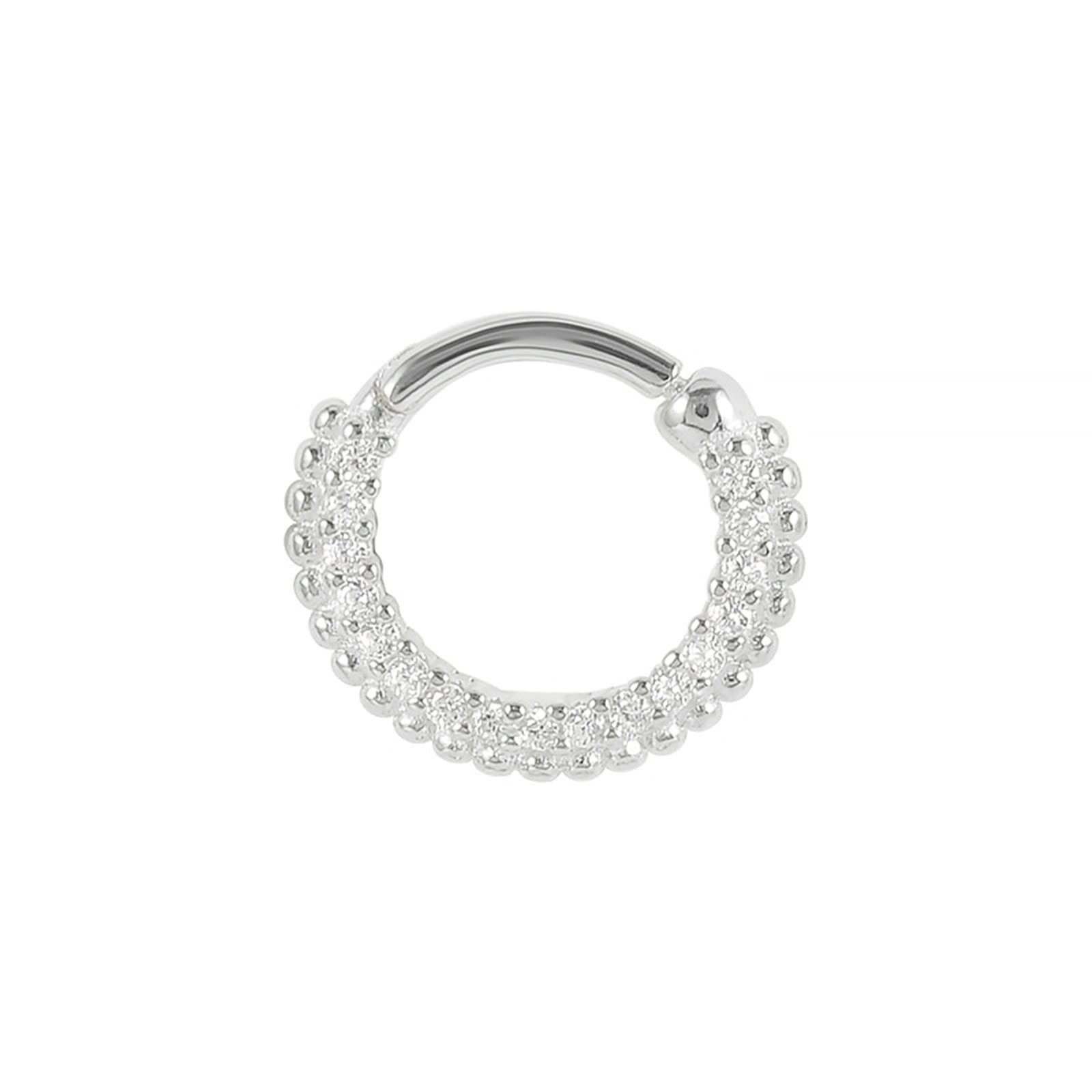 Piercing Nose Wings Ring 1,2 mm, 925 Sterling Silver Chrząstka Hoop Lip Rings Kolczyki dla kobiet, 1 sztuka, Srebro, Cyrkonia