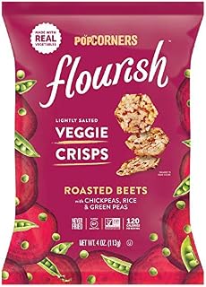 PopCorners Flourish Roasted Beets Veggie Crisps | Plant-Based Protein, Gluten Free Snacks |