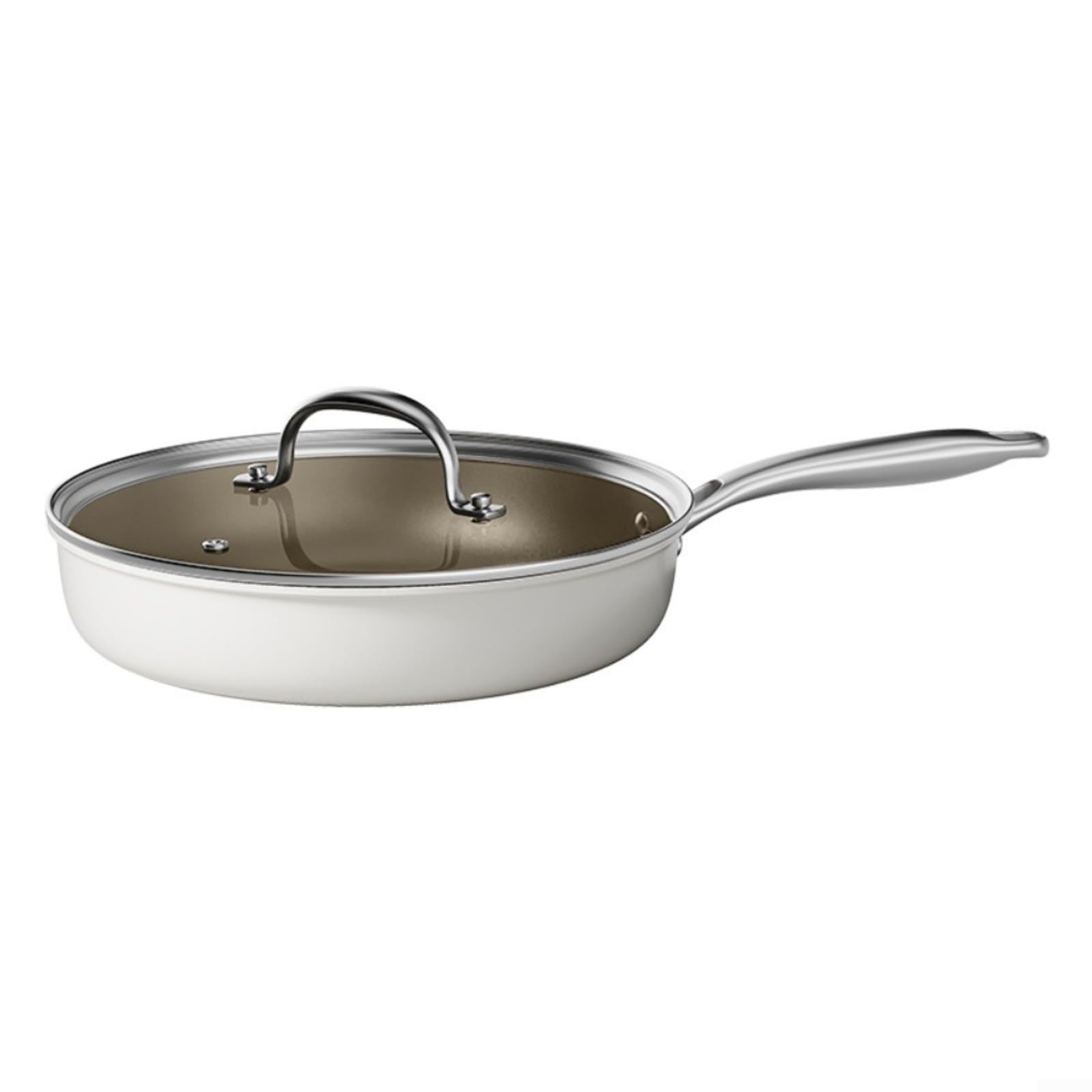 Poêle en acier inoxydable 3 couches titane antiadhésive fond plat induction 24 cm