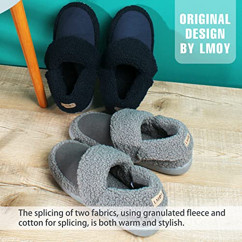 LMOY Bootie Slippers For Women And Men Faux Shearling Shoes Lamb Fur Indoor And Oudoor Red/Coffee/Dark/Blue/Grey4