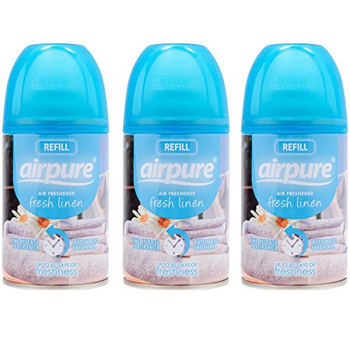 airpure 3 X FRESHMATIC Automatic Spray Refills 250ML Fresh Linen AIRWICK Compatible, Blue, Pack of 3