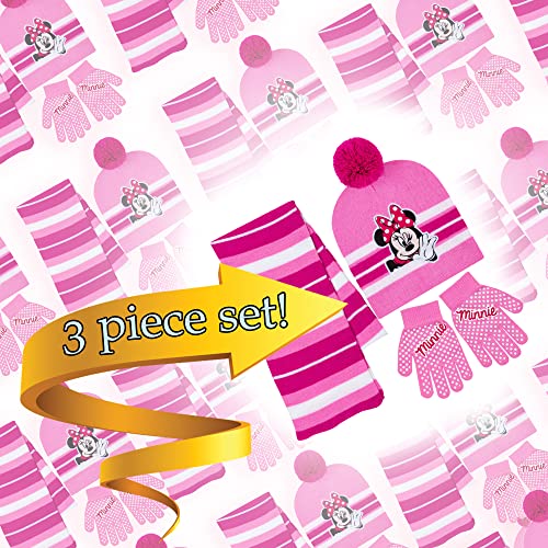 Disney Minnie Mouse Girls 3 Piece Beanie Hat Scarf and Glove Set2