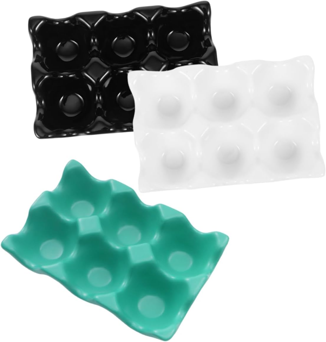 3pcs Ceramic Egg Holder Tray 6-egg Capacity Protective Egg Storage for Refrigerator and Kitchen Countertop Reusable Rack
