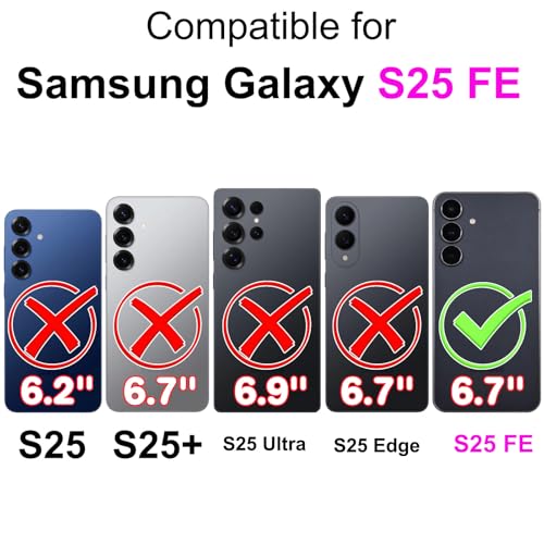Image of Flip Wallet Case for Samsung Galaxy S25 FE PU Leather Pink | RFID Blocking 3 Card Slots, Built-in Kickstand, Shockproof Protective Flip Phone Cover for Samsung S25 FE