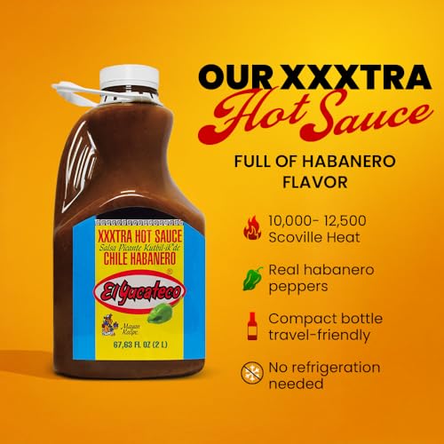 Image of El Yucateco XXXtra Hot Habanero Sauce, 4 fl oz (Half Gallon) | Authentic Mexican, Chile Habanero, Extra Heat, Imported from Mexico