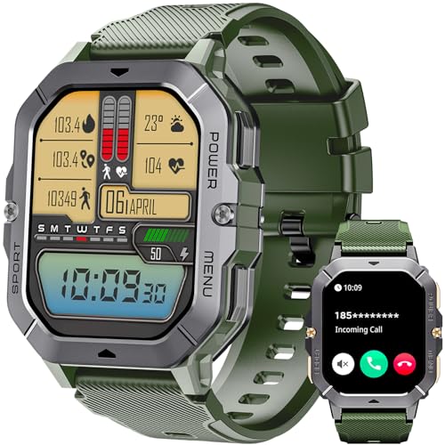 OUKITEL Reloj Inteligente Hombre, 2.02' Smartwatch Hombre con Llamadas Bluetooth, Smartwatch con Notificaciones de mensajes/Oxímetro/Pulsómetro, 100+ Modos Deportivos para Android iOS Impermeable 5ATM