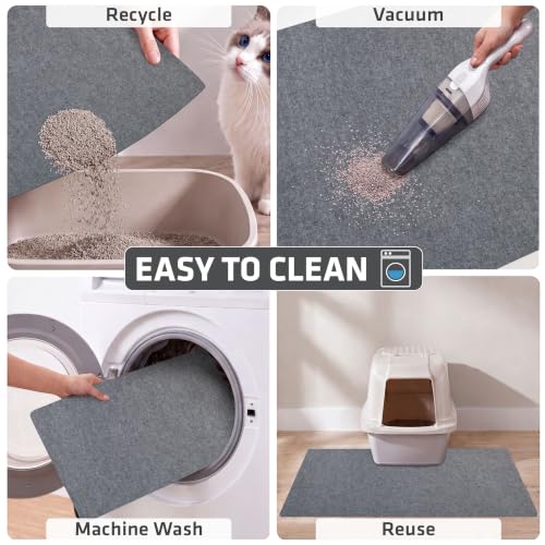 Image of Drymate Original Cat Litter Mat, Contains Mess from Box for Cleaner Floors, Urine-Proof, Soft on Kitty Paws -Absorbent /Waterproof- Machine Washable, Durable (USA Made) (29aa‚¬Ax36aa‚¬A) (Light Grey)