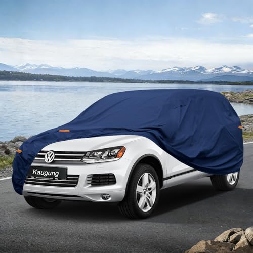 Image of Kaugung Custom Fit SUV Car Cover for Volkswagen Touareg (2004-2018), Heavy Duty Waterproof All Weather Outdoor Protection, Breathable Full Exterior Cover with Vent, Rain Sun Snow UV Proof
