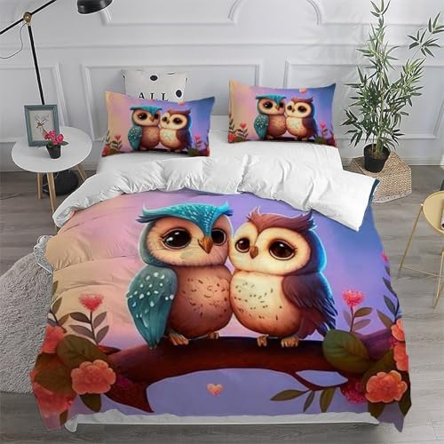 Housse de couette microfibre animaux mignon 3D de taille double 200x200 avec fermeture