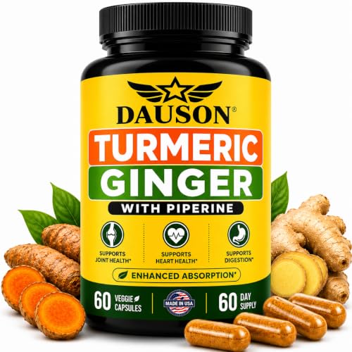 Image of Turmeric Curcumin Supplement - 95% Curcuminoids with Ginger, 95% Piperine, Vitamin C, D3 & Zinc - Natural Vegan Herbal Supplement for Gut, Immunity - 60 Capsules
