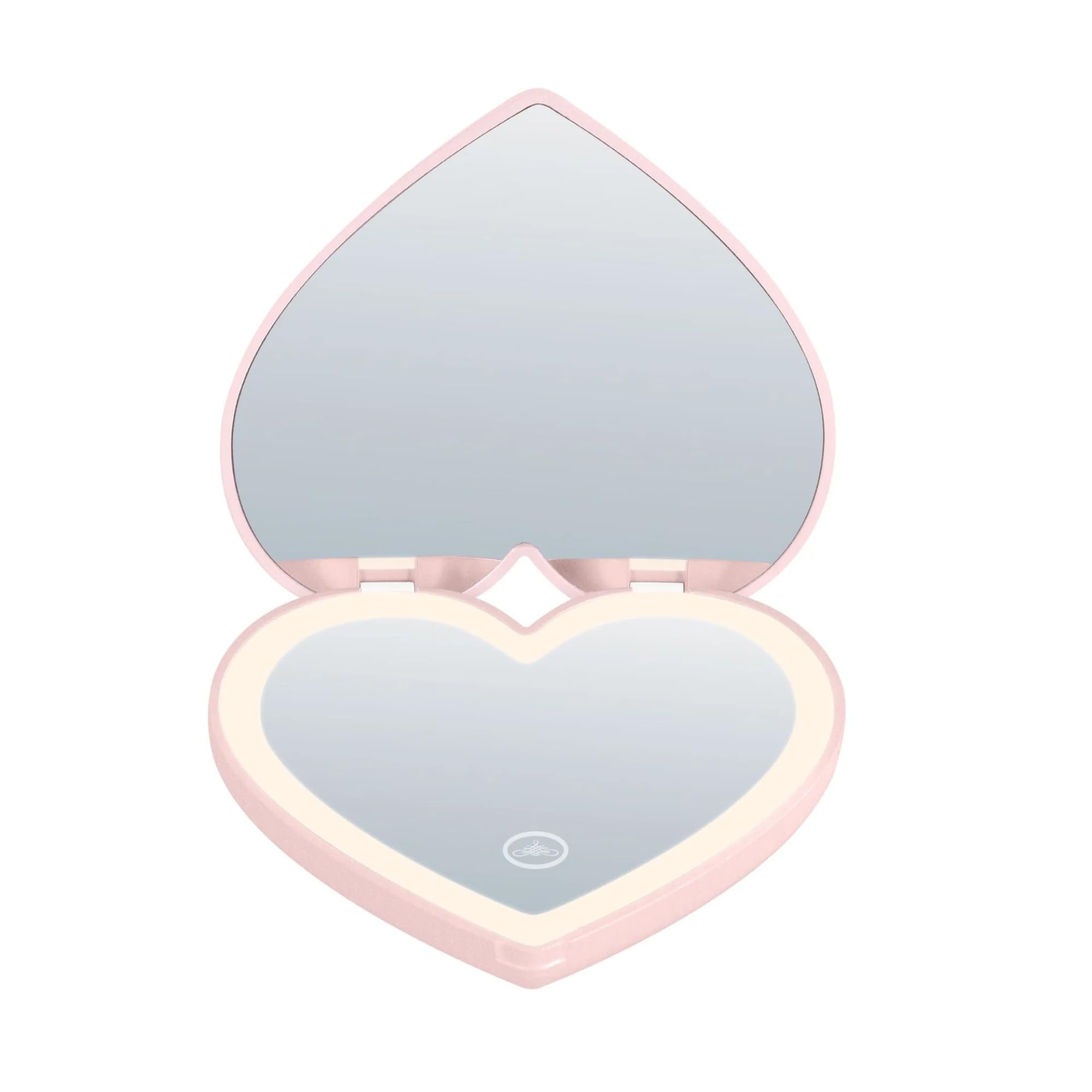 Impressions Vanity Amour - Espejo compacto LED con forma de corazón, iluminación LED en forma de corazón, detalles de aluminio, espejo de maquillaje con iluminación ajustable Tritone, sensor de tacto