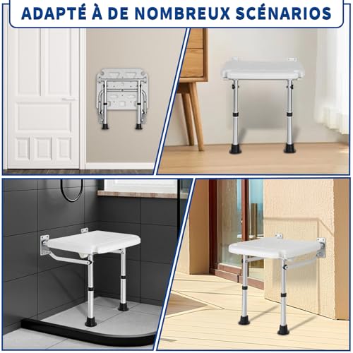 Tabouret de douche mural pliable 180 kg FREEAMG