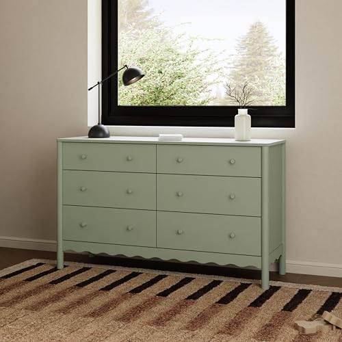 Image of Babyletto Swell 6-Drawer Assembled Baby Dresser, Light Sage | GREENGUARD Gold Certified, 6 Spacious Drawers, Dresser for Bedroom, Living Room & Hallway - Wooden Double Chest of Drawers
