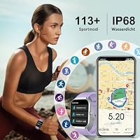 Smartwatch Damen Herren mit Telefonfunktion, 1.96"Smart Watch 113+Sportmodi – Ansicht 4