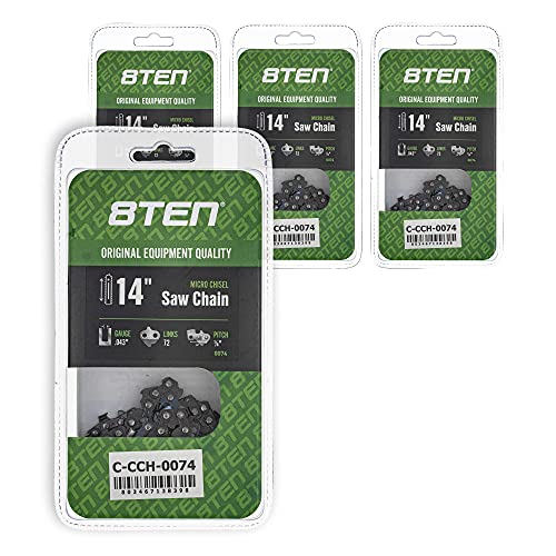 8TEN Micro Chisel Chainsaw Chain 14 Inch .043 1/4 72DL for Stihl MSA120 C-B 3670 005 0072 71PM372 (4 Pack)