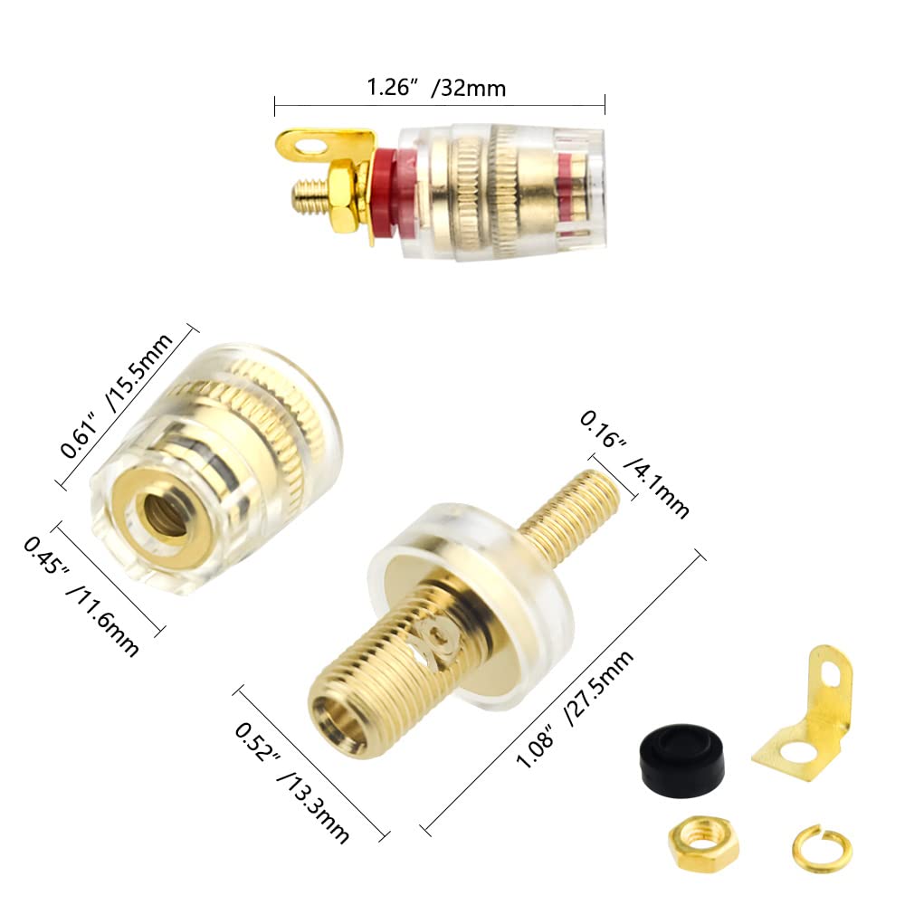 WMYCONGCONG Lot De 10 Connecteurs De Bornes D'enceintes, Borne De Connexion à Fiche Banane, Connecteur à Fiche Banane De 4 Mm Pour Amplificateur, Plaque Murale Pour Bornes D'enceintes