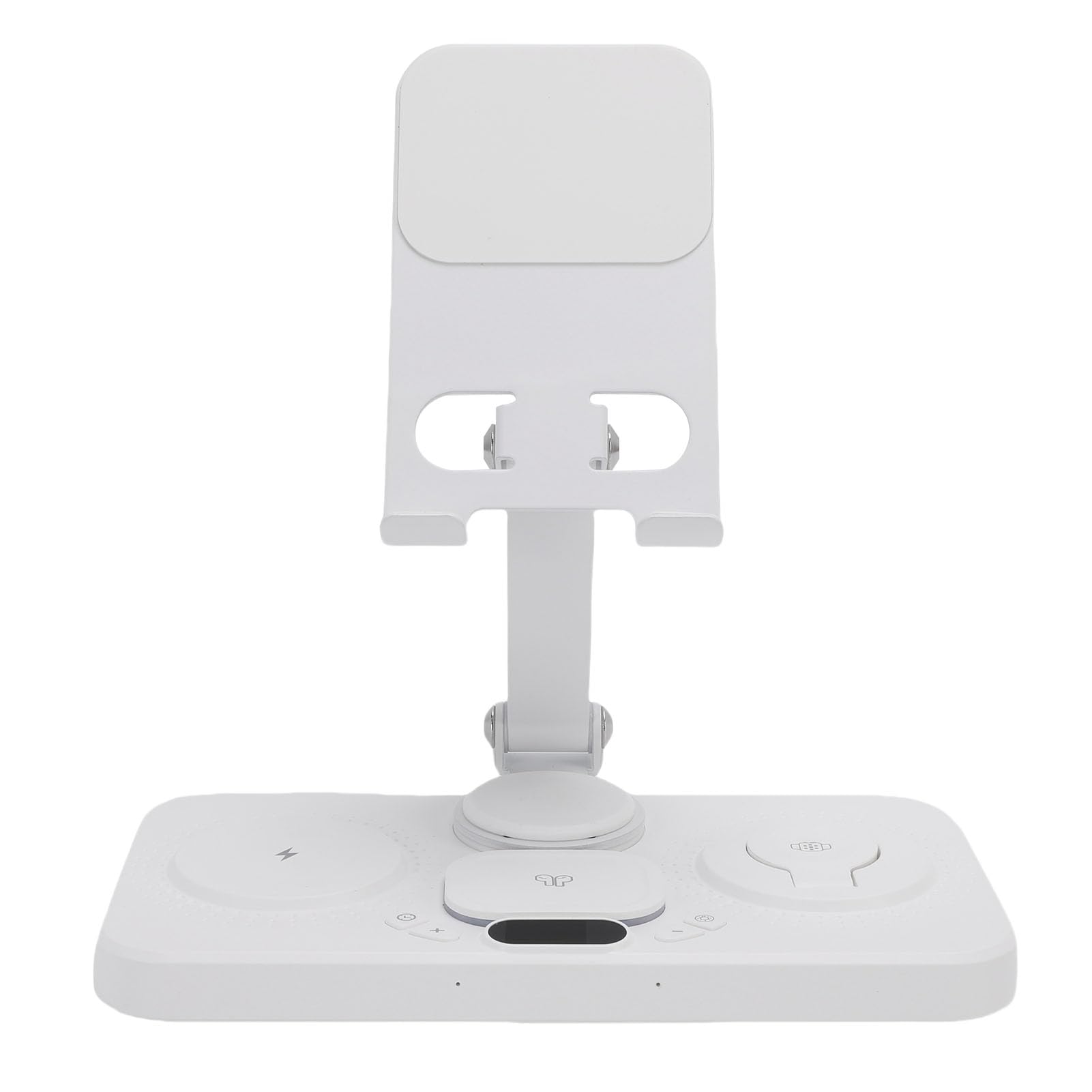 Zunate Stazione di Ricarica Wireless Pieghevole da 15 W con Orologio e 6 Colori di Luce Ambientale per Dispositivi IOS Perfetta per Casa o Ufficio (WHITE)