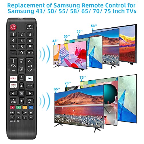BN59-01315J Replace Remote for Samsung Smart TV Remote Control and Samsung LED LCD QLED 4K 8K UHD 3D HDTV HDR Curved Crystal Smart TV with Netflix, Prime Video, Samsung TV Plus Button view 5
