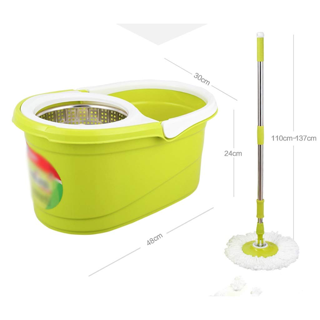 Fregona， Fregona con Sistema de Cubo Giratorio 360 Grados 2 Cabezales Microfibra y Mango Ajustable for el hogar