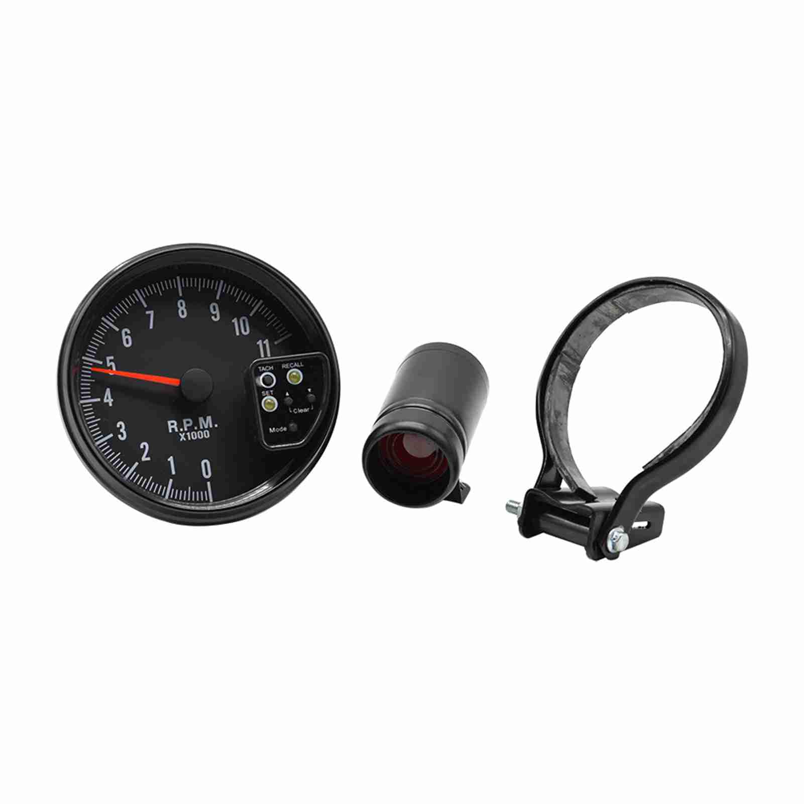 HUIOP Tachymètre de 5 Pouces,Tachymètre Noir de 5 Pouces, rétro-éclairage 7 Couleurs avec lumière de Changement de Vitesse, Son de crête, Flash LED en Cas d'avertissement de RPM