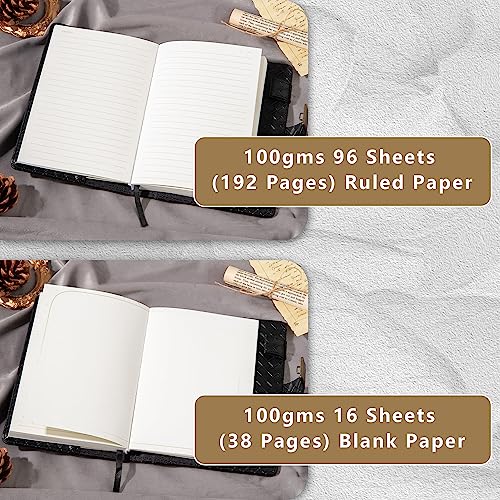 Image of TIEFOSSI B6 Leather Journal Notebook With Combination Lock, Travel Refillable Ruled Lined Writing Paper, Secret Password Gift Diary For Women Girls Boys (Black), 224 Pages