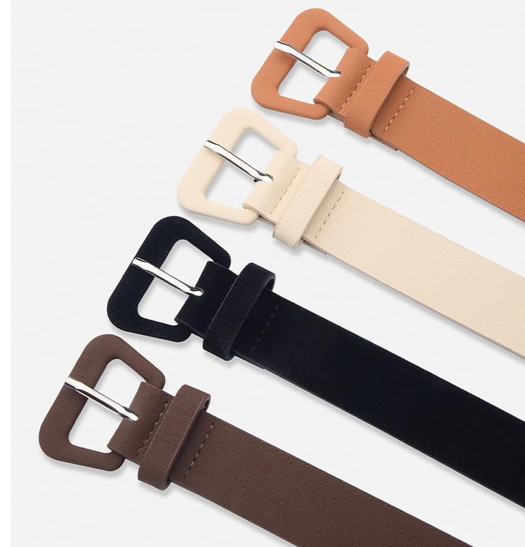 Women's Fashion Belt, Leather Square Buckle Design, Candy Color, for Jeans and Dresses3