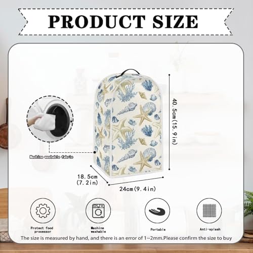 Image of Talayituse Starfish Conch Coral Print Blender Dust Cover, Fingerprint Protection Cover for Stand Mixer or Coffee Machine, Home Kitchen Appliance Covers for Stain Dust Resistant Supplies