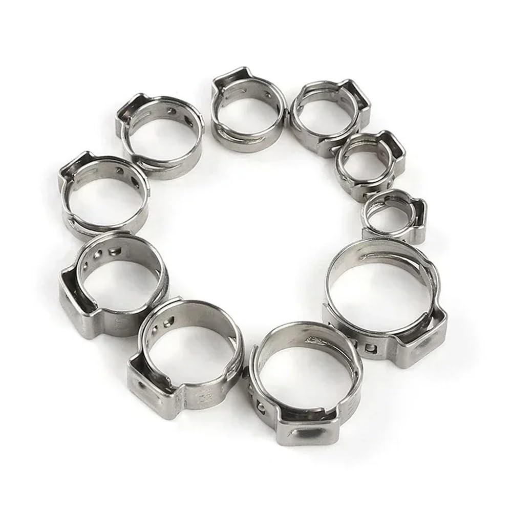 Ruxyoie One Color 130Pcs Single Ear Stepless Hose Clamps 5.8-36.1Mm 304 Stainless Steel Cinch Clamp Rings For Sealing