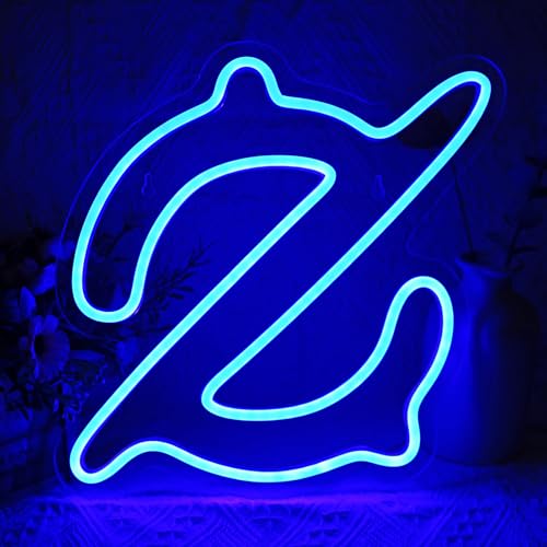 Image of Gaming Gunbreaker Neon Sign for Wall Decor, Game Room, Bedroom Decorations, Dimmable, USB Powered, Blue, 11.8 inch x 11.6 inch
