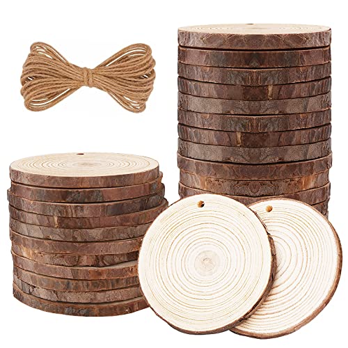 Preciva Rodajas de Madera 30 Piezas, Círculos 7-8 cm, Troncos Decorativos para Manualidades y...