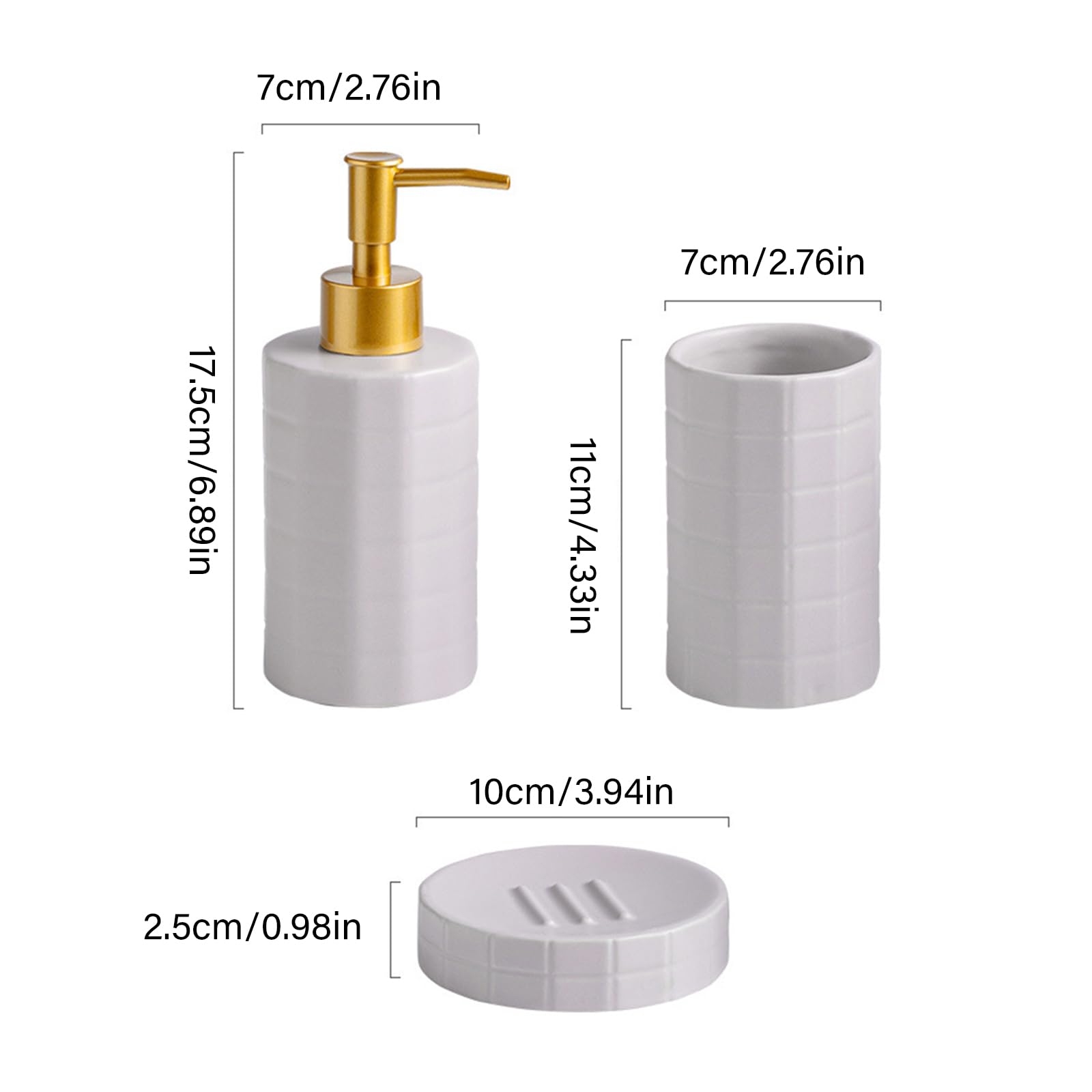 Set da bagno in ceramica di alta qualità con base antiscivolo dispenser di sapone e bicchiere per spazzolino da denti, set da bagno in ceramica per bagno