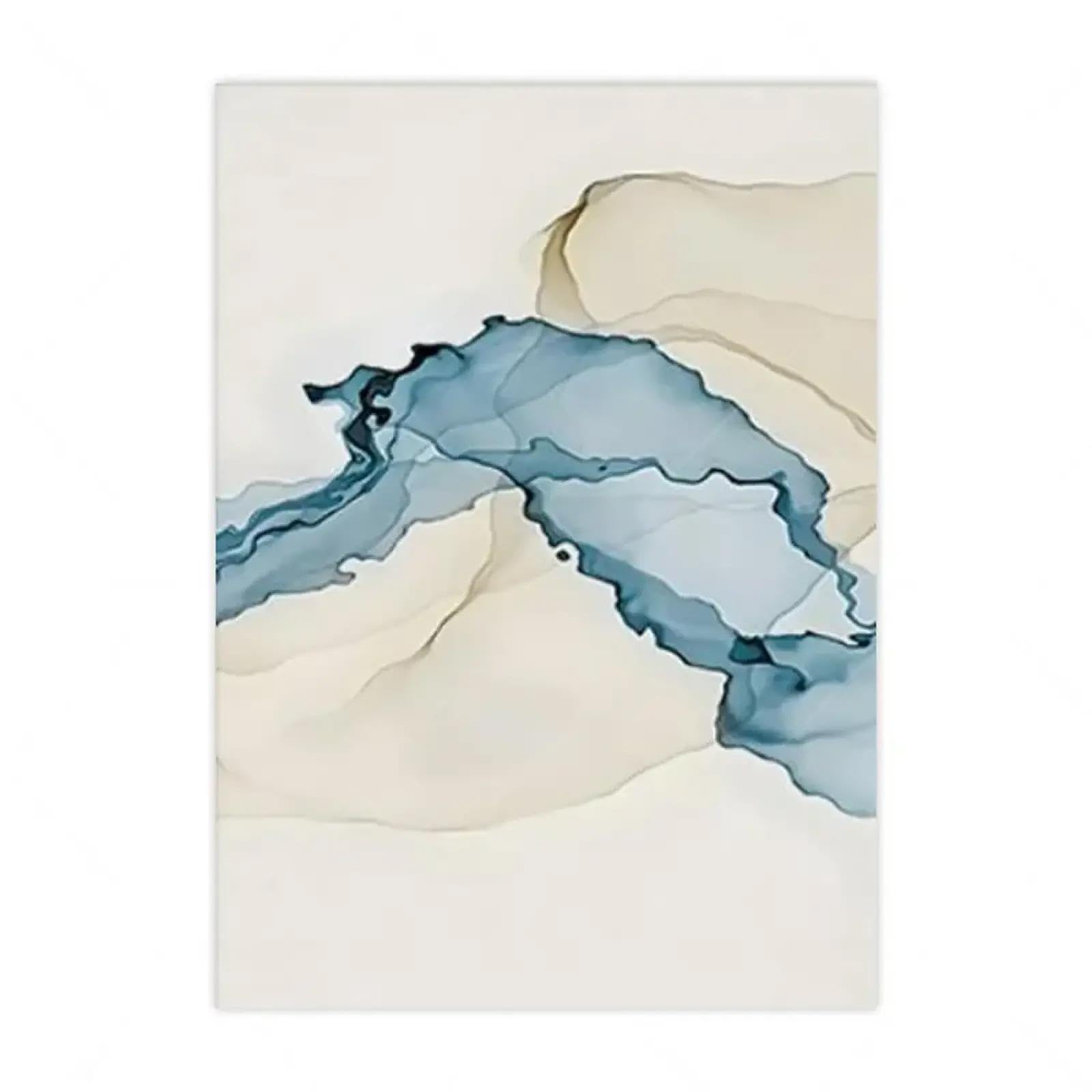 3er Abstrakt Poster Set Blau Wandbilder Kunst Leinwandbilder Modern Einfach Kunstdruck Deko Wandbilder für Schlafzimmer Küche Esszimmer Badezimmer und Büro 50x70 cm (mit Weiß Rahmen)