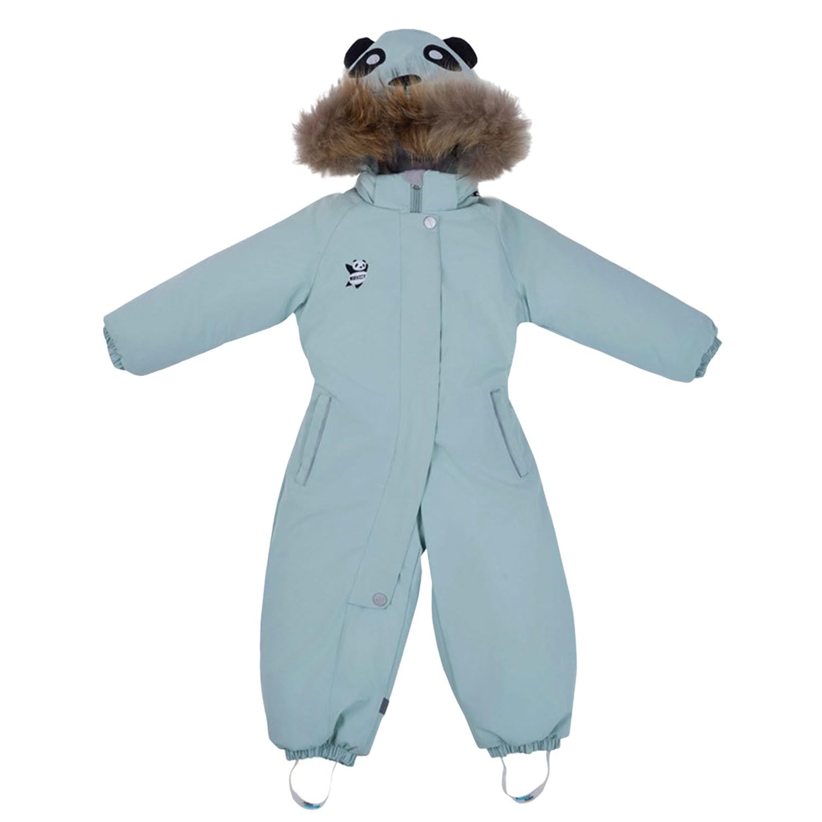 Mono de nieve con capucha de piel y bolsillos, traje de esquí para niños, cálido, resistente al viento, impermeable, traje de nieve de manga larga, traje de esquí para exteriores, chaqueta de nieve