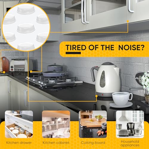 256 Clear Cabinet Door Bumpers - 1/2 Inch Self Adhesive Rubber Stoppers for Drawers, Damp Pads Cupboards, Cutting Boards, Glass Tops, Picture Frames - Vellax