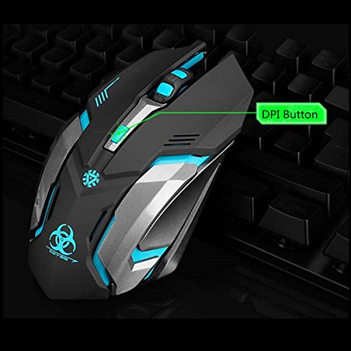 Wireless Gaming Mouse, VEGCOO C8 Silent Click Wireless Rechargeable Mouse with Colorful LED Lights and 2400/1600/1000 DPI 400mah Lithium Battery for Laptop and Computer (C9 Black)