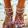 Jovono Boho Bracelets de Cheville en Perles Étoile de Mer Dorée, Chaîne de Cheville Coquillage, Bijoux de Plage pour Femme (3 Pièces) (Blanc) #3