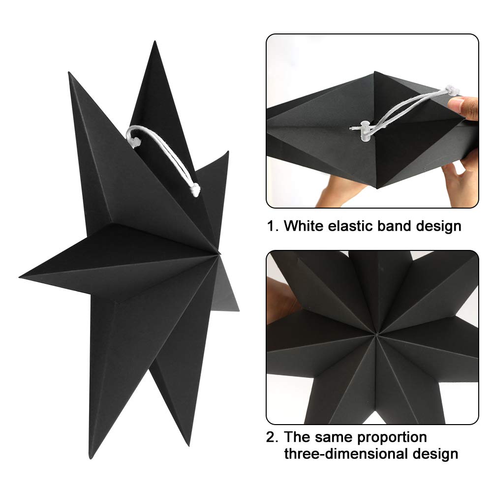 Kerst Vouwster, 7-puntige Ster Voor Ophanging, Papieren Ster Decora Set Van 5 Vouwsterren Kerstster Decoratie Ster Papier Voor Raam Decora