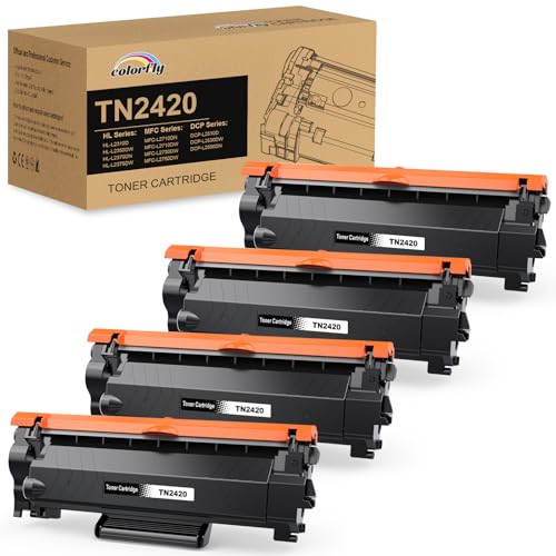 TN2420 TN2410 Tóner Compatible con Brother TN 2420 TN 2410 para MFC L2710DW MFC L2710DW MFC L2710DN HL L2350DW DCP L2530DW HL L2375DW MFC L2750DW MFC L2730DW (4 Negro)
