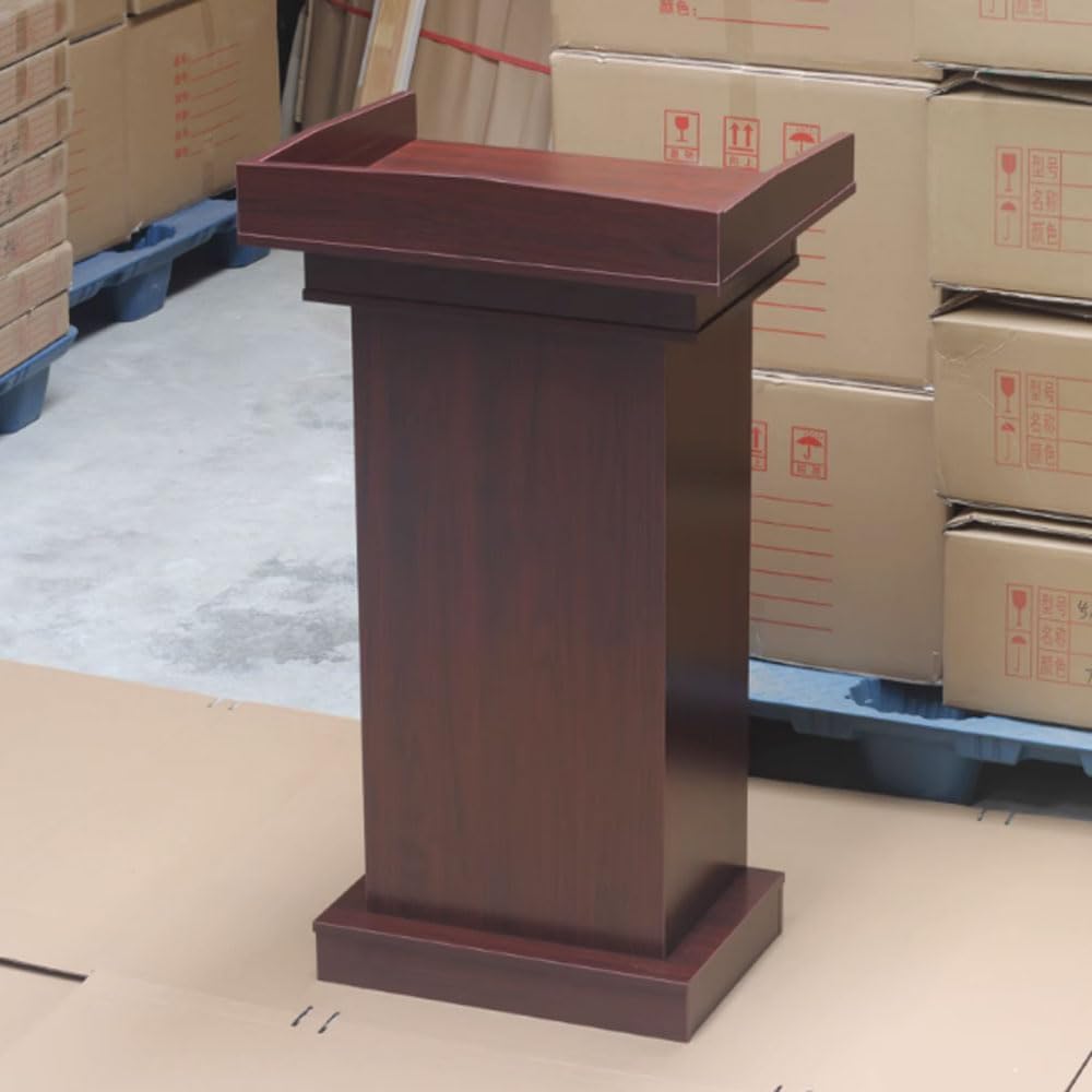 Stehpult Vintage Rednerpult aus Holz mit 2 offenen Staufächern, stehendes Rednerpult, Konferenztisch, tragbar, einfache Lehrerpodien fortschrittlich