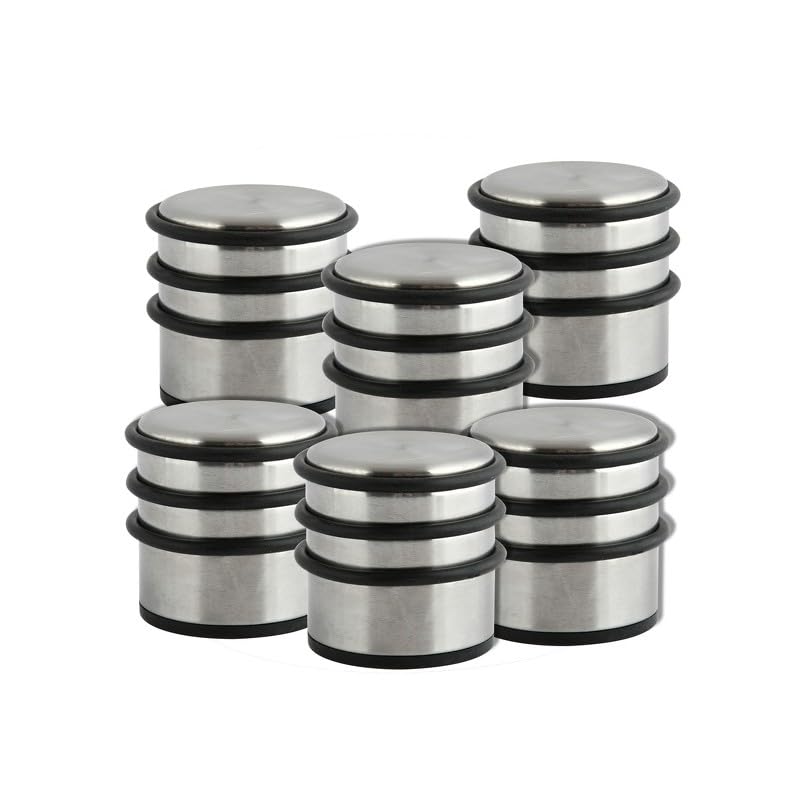 Arrêt de porte lourd MSV finitions inox brossé et anneaux de protection en caoutchouc