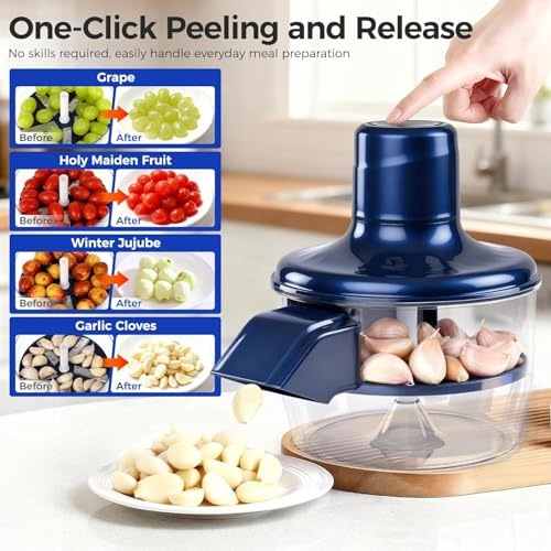 Image of Electric Automatic Grapes Peeler, Efficient Garlic Skin Remover Machine, Rechargeable Multifunctional Small Fruit Peeler Tool Appliance for Grapes, Cherry Tomatoes, Garlic (A2)
